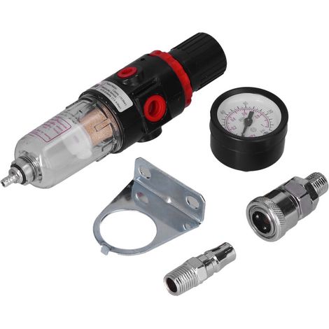 1/4" Air Compressor Moisture Filter, Water-Oil Separator Regulator, with Pressure Gauge (1/5)