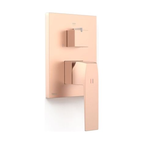 Pièce apparente pour boîtier encastré Rapid‑box 3 voies Slim Or Rose Mat 24K - TRES 20227310OPM