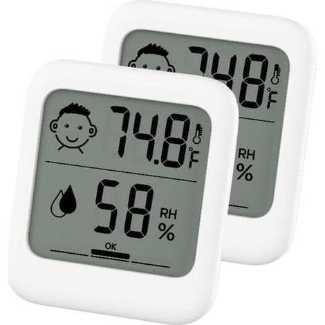 Lot de 2 thermomètres-hygromètres numériques avec affichage confortable, fixation multiple (trépied, aimant, suspension), design simple pour les environnements infectieux (1/4)
