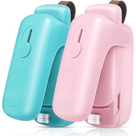 Lot de 2 mini scelleuses sous vide, scelleuses thermiques sous vide pour ordinateurs portables, scelleuse thermique et coupe-papier 2 en 1 (vert + ) (1/5)