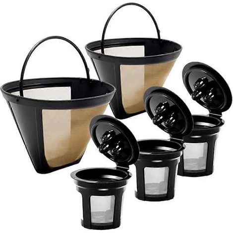 Filtre à café réutilisable pour cafetière Ninja Dual Brew, lot de 3 dosettes de café réutilisables K-Cup et lot de 2 (1/5)