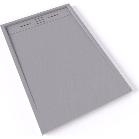 HIEMAL Receveur de douche 80 x 120 cm résine Gris aspect ardoise + bonde incluse - Salle de bain