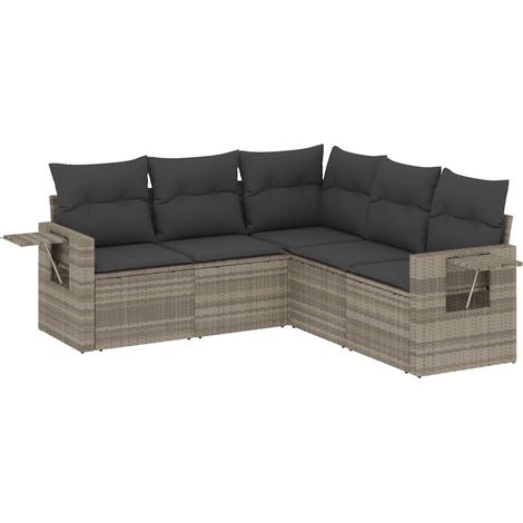 Maison Exclusive - Set de sofás jardín y cojines 5 pzas ratán sin (1/5)