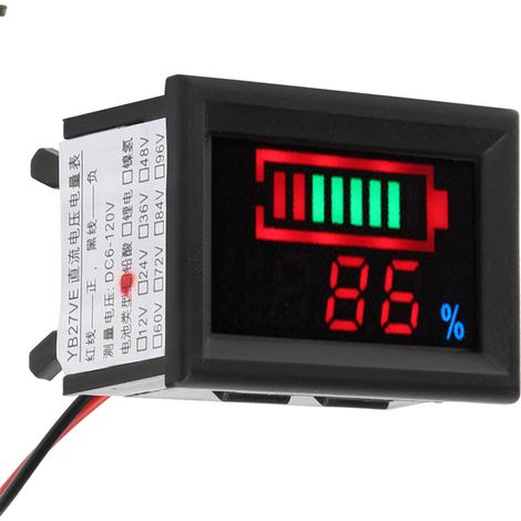 YB27VE Testeur de tension et d'électricité numérique à double affichage LED pour voiture électrique (batterie au plomb 12 V)