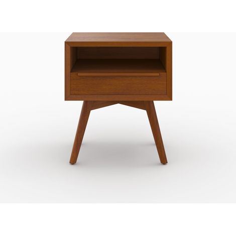 Table de chevet  en bois de teck, 1 niche et 1 tiroir - WAYA (1/5)