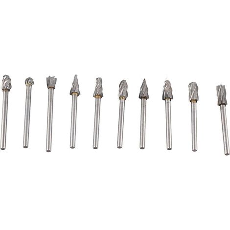 10 Pièces Fraises Carbure Tungstène Haute Dureté pour Sculpture Bois, Métal - Set Universel pour Dremel et Outils Rotatifs (1/5)