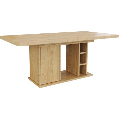 Tavolo da pranzo allungabile 140/180x80 cm con contenitore in MDF effetto rovere MODENUIT (1/5)