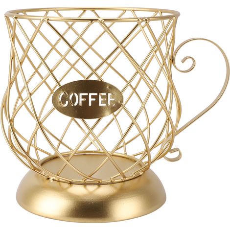 Porte-capsules de café innovant et moderne, panier à capsules en métal galvanisé de grande capacité pour comptoir à lingots d'or (1/5)