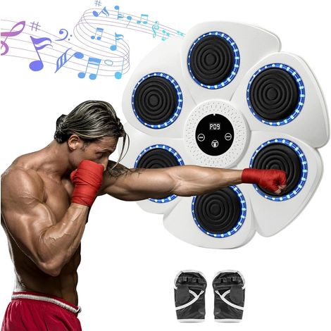 Trintion Music Boxing Machine - Wandmontage, Bluetooth, 9 Geschwindigkeitsmodi, inkl. Boxhandschuhe - Fitnessgerät für Kinder und Erwachsene (Weiß)