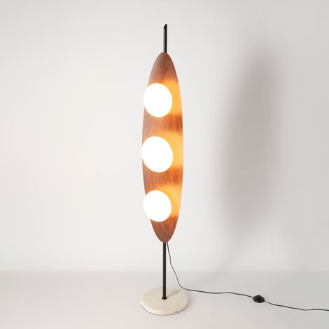 Lámpara De Pie "Pacific" - Efecto Madera - 3 X G9