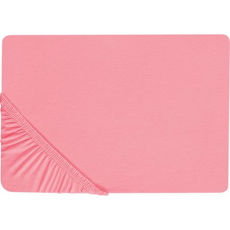 Sábana de algodón rojo coral 90 x 200 cm ajustable bordes elásticos sólido Janbu