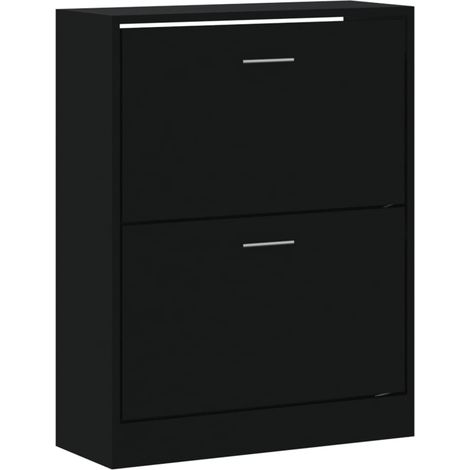 Zapatero mueble para entrada pasillo y salón 63 x 24 x 81 cm madera de ingeniería negra 020022010 (1/5)