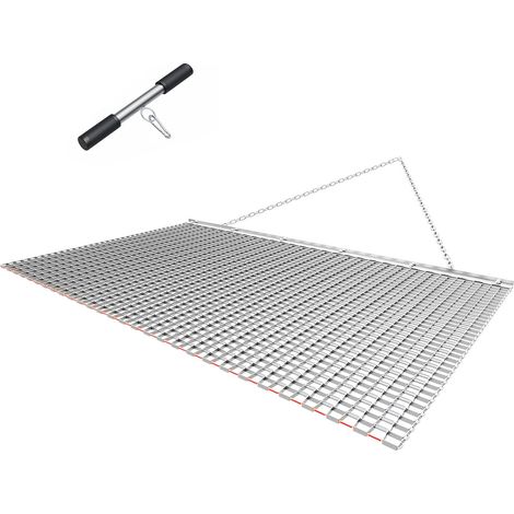 Anhängeegge (1,5 x 0,9 m), effizienter Kettenrechen für ATVs, UTVs und Traktoren, robustes, verzinktes Stahlgitter mit Anhängekette, zum Einebnen von Schotterwegen und Feldern (1/5)