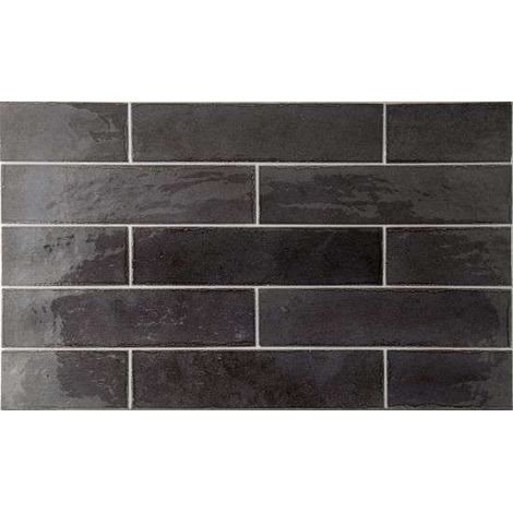 Carrelage mur effet zellige noir brillant 6x24,6 cm TRIBECA BASALT (vendu par boite de 0,50m2) (1/4)