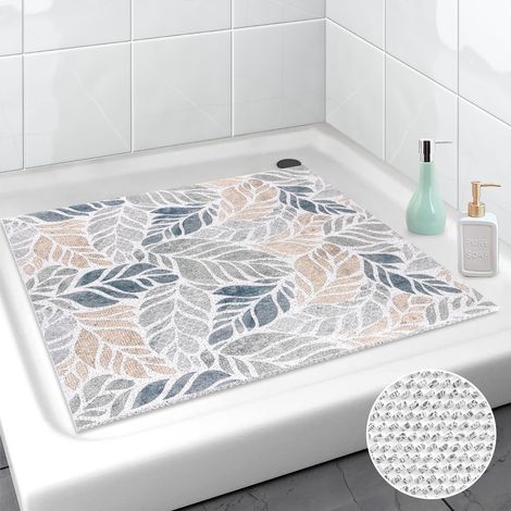 Tapis de douche antidérapant 80 x 80 cm - En PVC et luffa - Doux et confortable - Insert de douche antidérapant - Séchage rapide - Tapis antidérapant pour salle de bain - Receveur de douche (1/5)