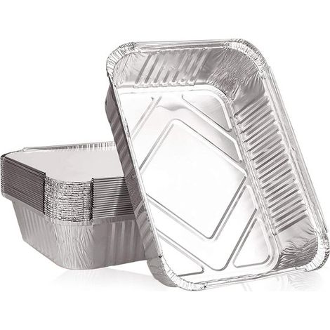 20 moules en aluminium de 1000 ml - Moules en aluminium - Congélation possible - Cuisson au micro-ondes ou au four - 1000 ml - 20 pièces (1/3)