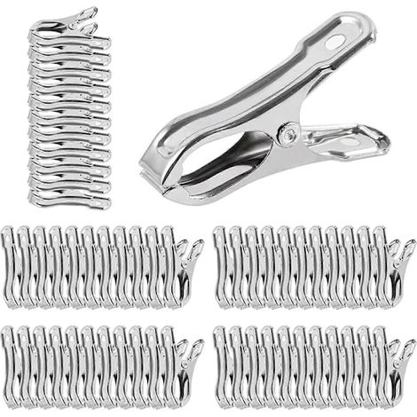 Lot de 60 pinces de serre en acier inoxydable, pinces robustes à forte adhérence pour filets, bâches et cadres de jardin, argent (1/5)