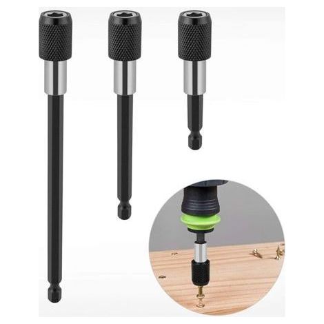 3pcs Tige d'Extension Magnétique , Perceuse Électrique Tournevis Embout , Foret de 1/4 hexagonale Barre de dégagement rapide Douille tournevis porte-embout , 60/100/150mm (1/5)