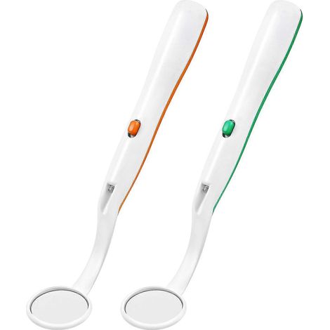 HONORNIC - Lot de 2 miroirs dentaires antibuée avec éclairage LED pour l'inspection buccale et les soins dentaires à domicile.