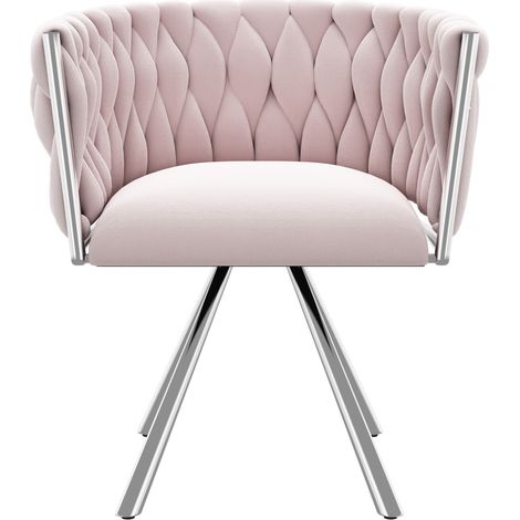 Poltrona girevole in velluto rosa con base in metallo, 1 posto (1/5)