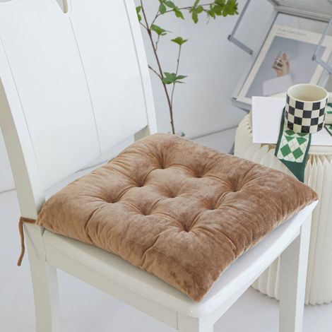 Coussin De Chaise - 40 X 40 X 7 Cm - Velours Cristal Polyester Rembourré Coton Perle - Avec Liens - Pour Chaises De Salle À Manger Cuisine Bureau Jardin - 1 Pièce (1/4)