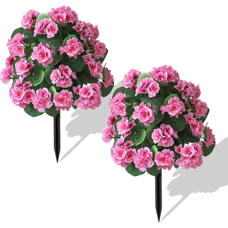 Lot de 2 fleurs artificielles extérieures avec tige au sol, Résistantes aux UV – Ne décolorent pas – Sans entretien – Idéales pour jardin, porche, terrasse (1/4)