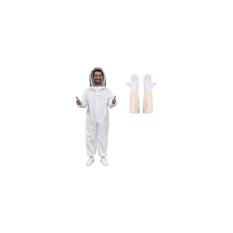 Combinaison Apiculteur en Tissu Épais et Coton de haute qualité, Fermeture Éclair robuste, Gants en Cuir, Capuche Amovible L (1/5)