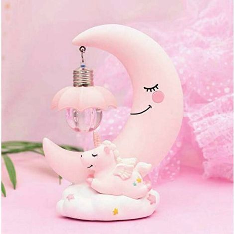 Luz de noche LED resina Luna unicornio dibujos animados bebé lámpara de noche niños niño niña juguete regalo de Navidad decoración de la habitación de los niños (rosa) (1/5)
