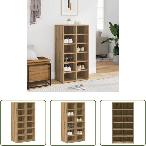 vidaXL Rangement chaussures -  Étagère à chaussures chêne artisanal bois d'ingénierie (1/5)