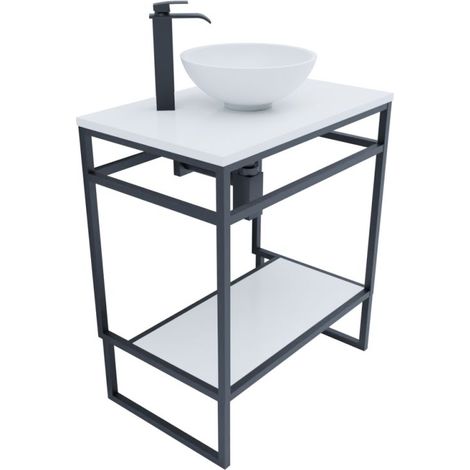 Meuble salle de bain avec vasque à poser STRUCTURA 70 cm- Blanc (1/5)