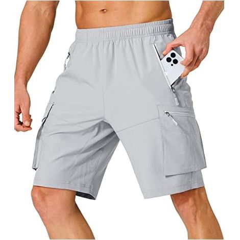 Shorts De Randonnée - Coupe Cargo - Tissu Respirant Séchage Rapide - Ceinture Élastique Avec Cordon De Serrage - Protection UPF 50+ - Pour Activités Extérieures - Taille Unique (1/3)