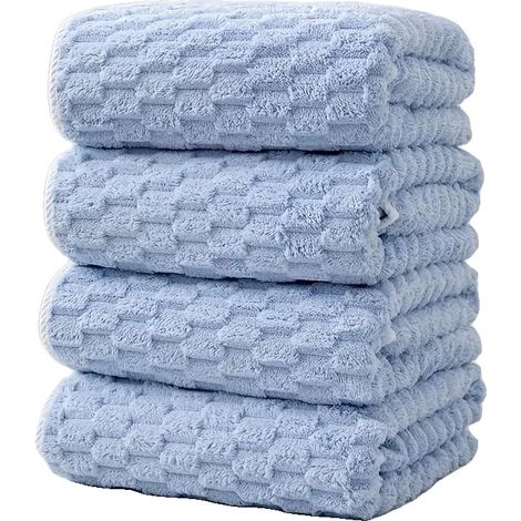 Toallas de baño, ultrasuaves y cómodas, altamente absorbentes, 4 unidades, color azul, 70x140cm-d (1/2)