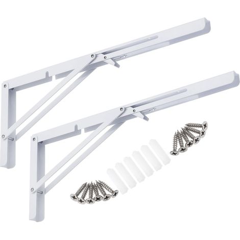 Support pliable, support mural pour étagère, table pliante à monter soi-même, support d'étagère, blanc, 45 cm, lot de 2 (1/5)