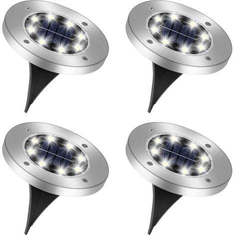 SABIR Lot de 8 Lampe Solaire Exterieur Au Sol, 8 LED Jardin Lumiere Solaire Extérieur, Lumière Solaire Étanche Longue Durée de Vie, Spot Solaire pour Chemins Pelouse Allée Terrasse, Blanc Froid (1/5)