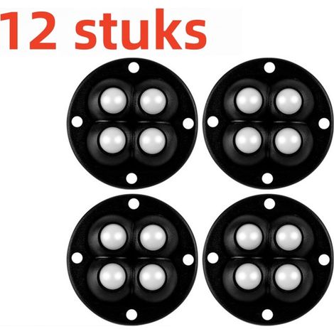 12 roues universelles sans perçage roulettes adhésives pied de meuble amovible pivotantes à 360 degrés ensemble de 4 couleur noire (1/5)