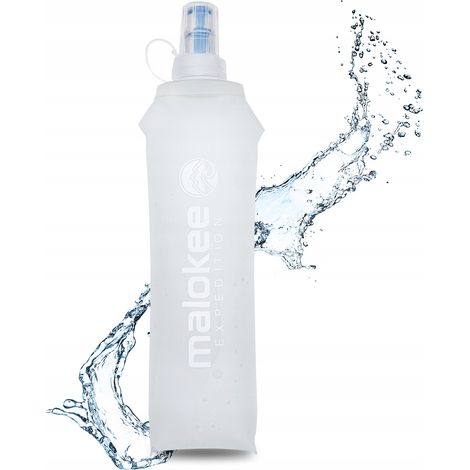 Botella de agua plegable blanca de 500 ml, suave y flexible (1/5)