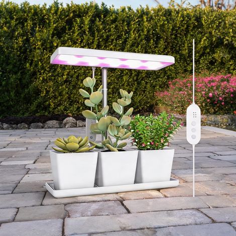 Lampe de croissance LED 10W avec 3 jardinières auto-arrosantes (1/5)