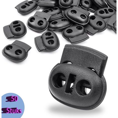 Bloque-câble - Lot de 50 - Trou unique de 5 mm - Arrêt-câble noir - Ajusteur de câble (1/5)
