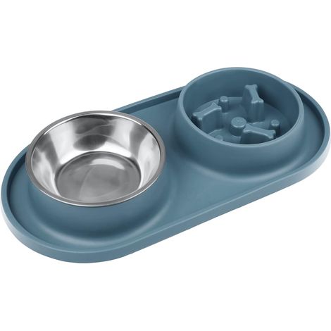 Hundenapf, Anti-Glutton-Hundedoppelnapf, Edelstahl-Katzennapf, rutschfester Silikonboden, Anti-Überlauf, 3-in-1-Napf für kleine Hunde und Katzen (1/5)
