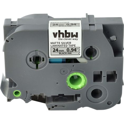 vhbw 1x Label Tape Replacement for Brother TZ-M951, TZE-M951 for Label Printer 8m x 24 mm, Black on Matt-Silver (1/4)