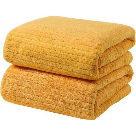 Serviette De Bain En Velours De Corail - 70 x 140 cm - Pour Adulte - Absorbante - Douce Sur La Peau - Usage Domestique Et Plage - 1 Pièce (1/5)