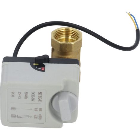 Vanne à bille électrique DN25 à 2 voies en laiton, normalement fermée, filetage 1 pouce, 12-24 V CC