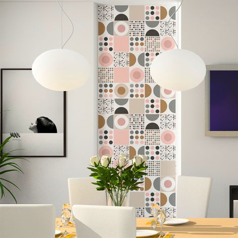 Sticker Mural Carrelage adhésif Cuisine Salle de Bain - 60 STICKERS CARREAUX DE CIMENT SCANDINAVE LUDVIK - 60stickers20x20cm (1/5)