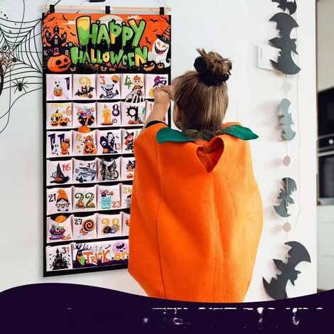 31-Day Mysterious Halloween Countdown Calendar - Fabric Halloween Advent Calendar - 31 Pocket Wall Hanging Calendar -