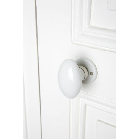 MERIGOUS Bouton De Porte Porcelaine, Blanc Nickelé Mat Inspire, Porcelaine Sans Trou (1/3)