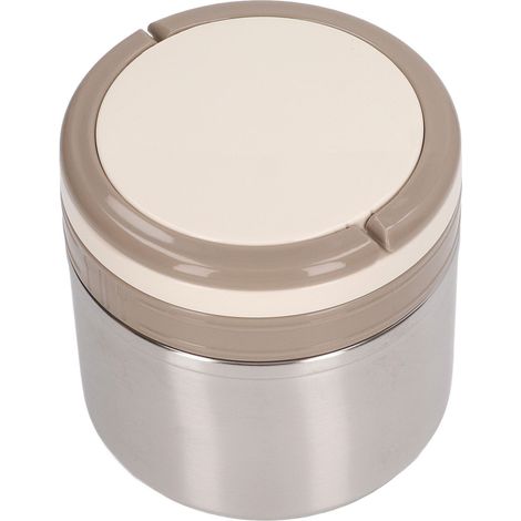 Boîte à porridge isotherme ronde portable en acier inoxydable 304, contenant pour repas chauds, avec cuillère, idéale pour les étudiants (0,8 L, couleur acier). (1/5)
