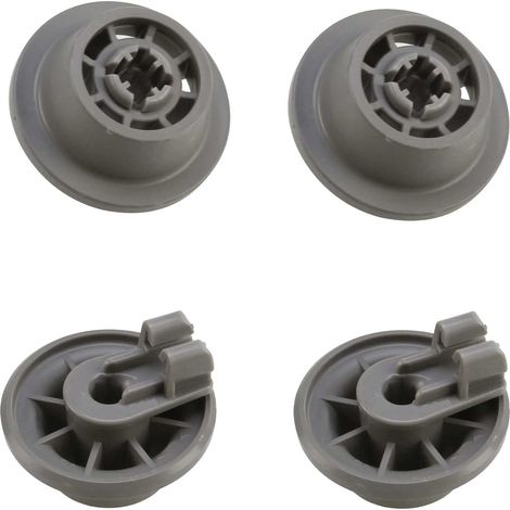 Lot de 4 Roulettes, Diamètre 37mm, Hauteur 16mm, Gris Foncé, Pour Panier Inférieur Lave-vaisselle (1/4)
