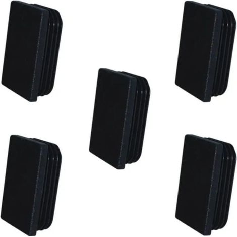 Lot de 5 embouts de tube rectangulaire rentrant 35x20mm noir en plastique – Protection de tubes pour chaises et meubles (1/2)