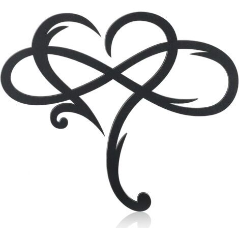 PA Unendlichkeitsherz-Wanddekoration, einzigartige Metall-Wanddekoration, Liebesschild, Stahl-Wandtafeln, Schlafzimmer-Ornamente für Zuhause, Hochzeit, Schlafzimmer, Wohnzimmer (schwarz, 30 x 25 (1/4)