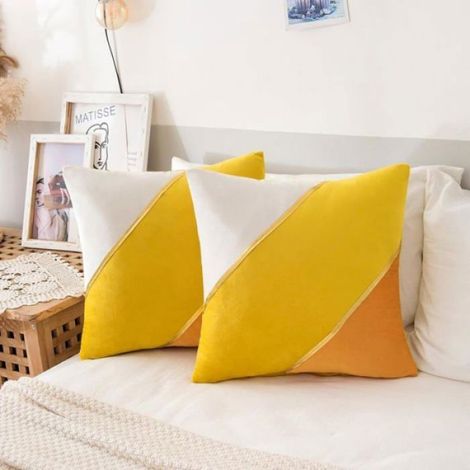 Taie Doreiller - 45 x 45 cm - Velours Haute Qualité - Décoratif Canapé - Lot de 2 (1/5)